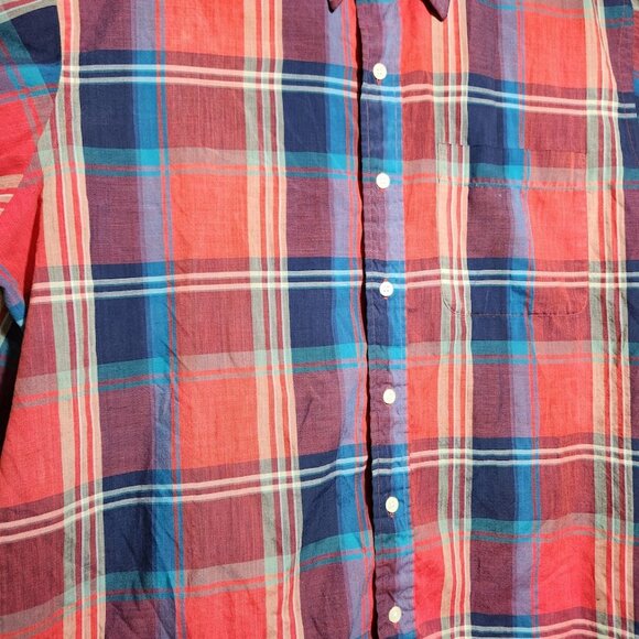 Arrow Sport Size XL Extra Large Short Sleeve Red Paid Shirt Button up Down - Picture 2 of 5